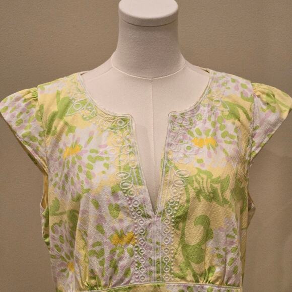 Lilly Pulitzer Jubilee Shift Dress Cap Sleeve Embroidered Pockets V-Neck Size 14 - Picture 3 of 11